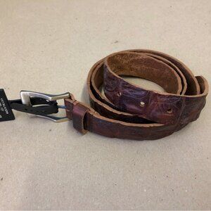 Lejon Croc Embossed Leather Belt Size 40
